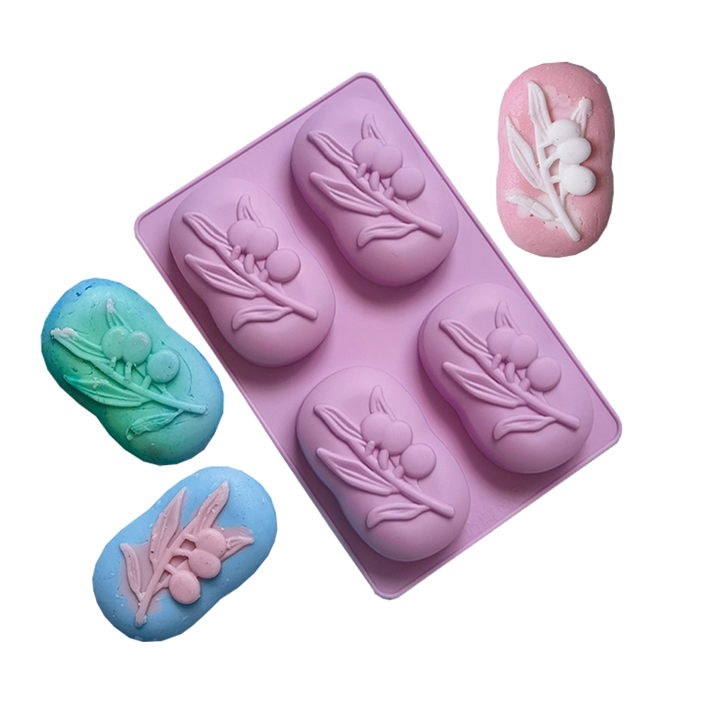 Soap Making At Home - 4 تجاويف البيضاوي شجرة الزيتون سيليكون